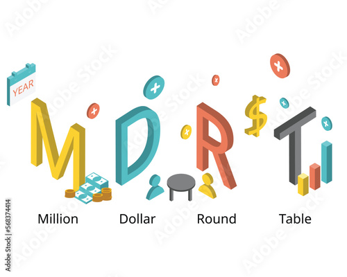 Million Dollar Round Table or MDRT which is an association of life insurance agents who qualify by selling one million or more in a calendar year