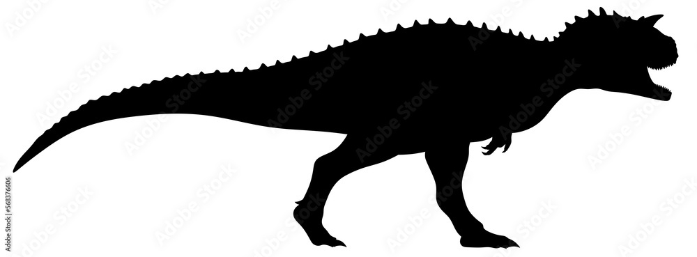Silhouette of a large dinosaur with spikes. Predatory dinosaur of the Jurassic period.