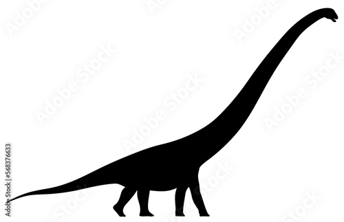 Silhouette of a dinosaur with a long neck. Isolated brachiosaurus. Jurassic animal.
