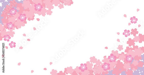 桜舞う春のお花見バナー用ベクターイラスト背景素材