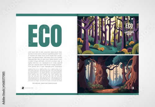 Vector brochure flyer design layout template, use for printing or e-book. Green energy and eco concept.
