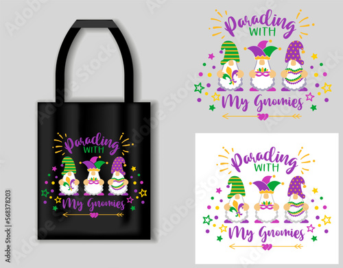 Mardi Gras tote bag design, Carnival celebration Vector design for poster, badge, emblem