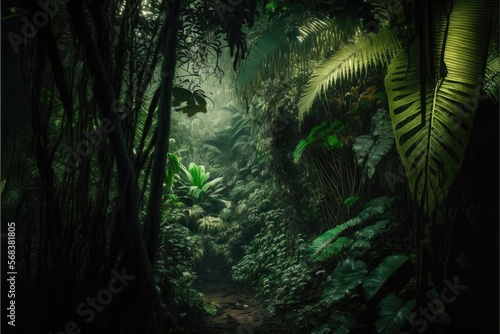 Tropical jungles of Southeast Asia generative ai illustration