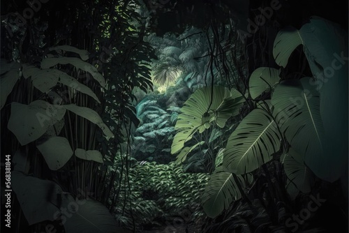 Tropical jungles of Southeast Asia generative ai illustration