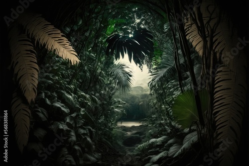 Tropical jungles of Southeast Asia generative ai illustration