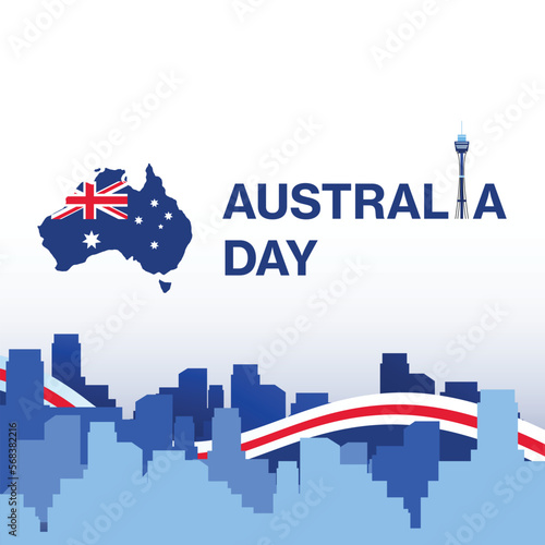 Happy australian day vector flat design illustration in blue shades