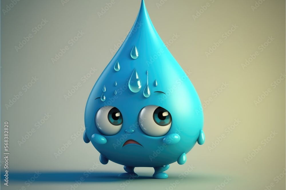 a cute adorable waterdrop character generative ai rendered in the style of children-friendly cartoon animation fantasy style a cute adorable waterdrop character generative ai rendered in the style of children-friendly cartoon animation fantasy style