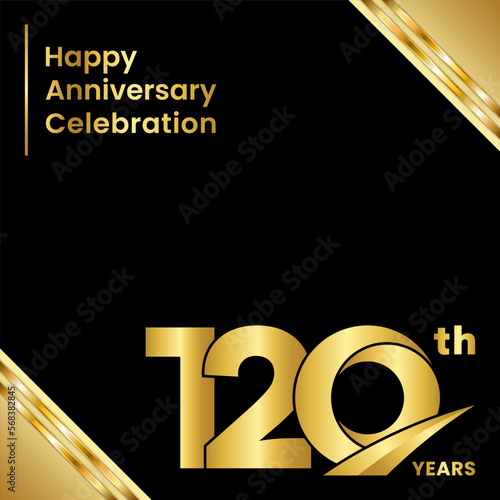 120th anniversary logo design with golden color for anniversary celebration event. Logo Vector Template photo