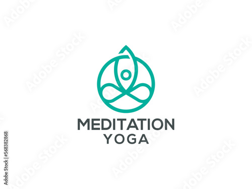meditation yoga logo design vector template