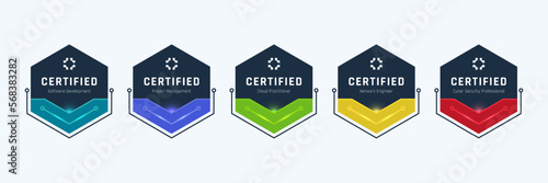 Technology Certified Badge Design. Modern Tech Certification Logo Template. Vector Illustration