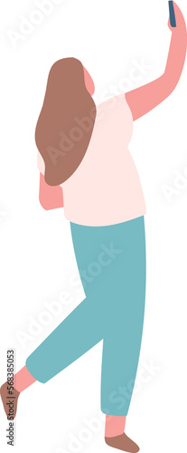 Woman silhouette holding phone in hand flat illustration 