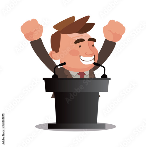 Press conference. man debating on podium
