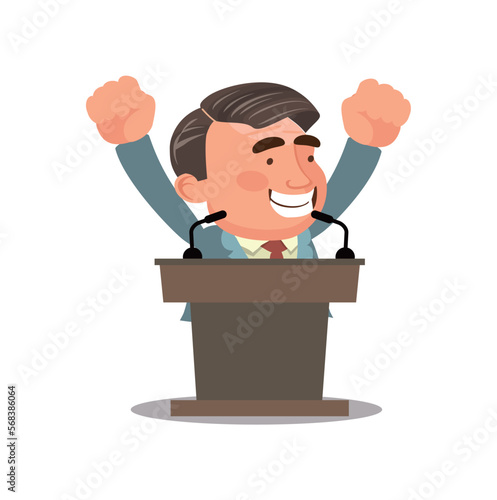 Press conference. man debating on podium