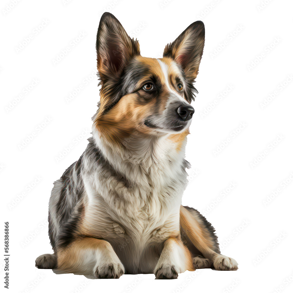 Dog portrait. 3d render illustration. Dog on transparent background. Cute dog. Dog with close up view portrait. Generative AI.
