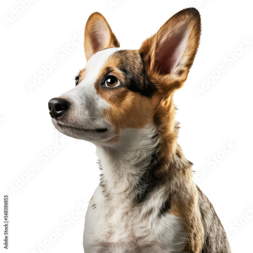 Dog portrait. 3d render illustration. Dog on transparent background. Cute dog. Dog with close up view portrait. Generative AI.