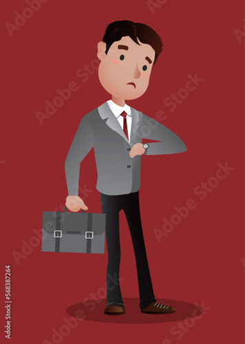 Man looks at a wristwatch
