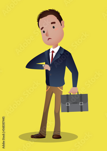 Man looks at a wristwatch