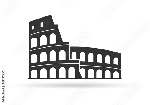 Coliseum icon. Colloseum logo. Rome symbol. Italy landscape design. Vector illustration.