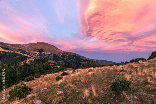 Sunset over the mountains (colorful sky)