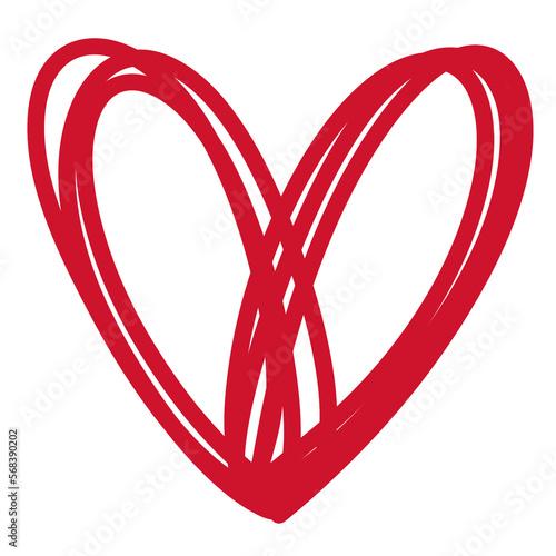 Sketch Red Heart doodle isolated