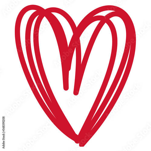 Sketch Red Heart doodle isolated