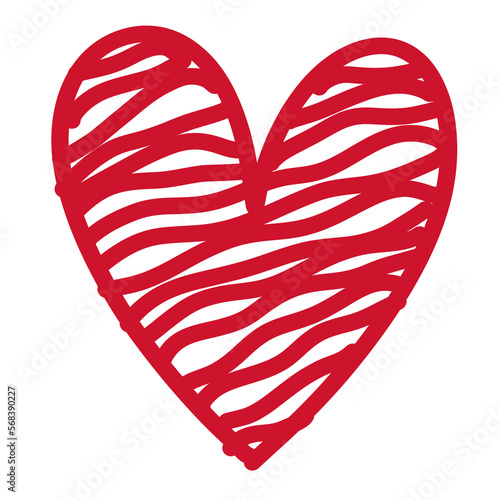 Sketch Red Heart doodle isolated