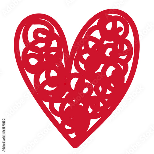 Sketch Red Heart doodle isolated
