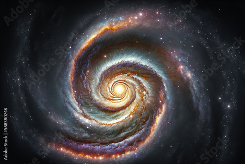 Amazing spiral galaxy located a long way from Earth. components provided by NASA. Generative AI