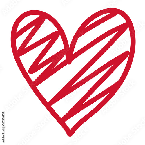Sketch Red Heart doodle isolated