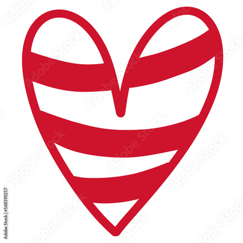 Sketch Red Heart doodle isolated