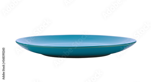 Plate. Blue ceramic white plate on transparent png
