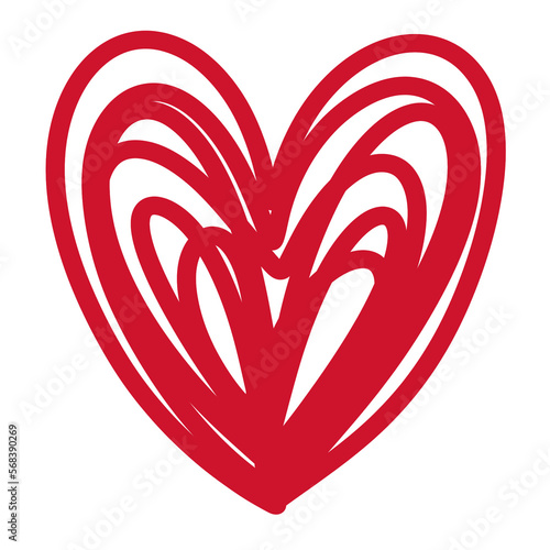 Sketch Red Heart doodle isolated