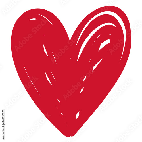Sketch Red Heart doodle isolated