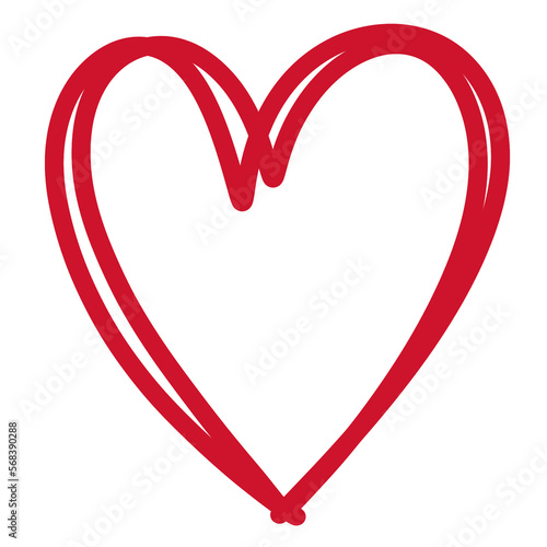 Double Red Heart doodle isolated