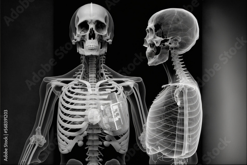 Human x-ray style. X-ray of Raw whole skull human. Creative Art abstract. Created with Generative AI technologycreated with Generative AI technology