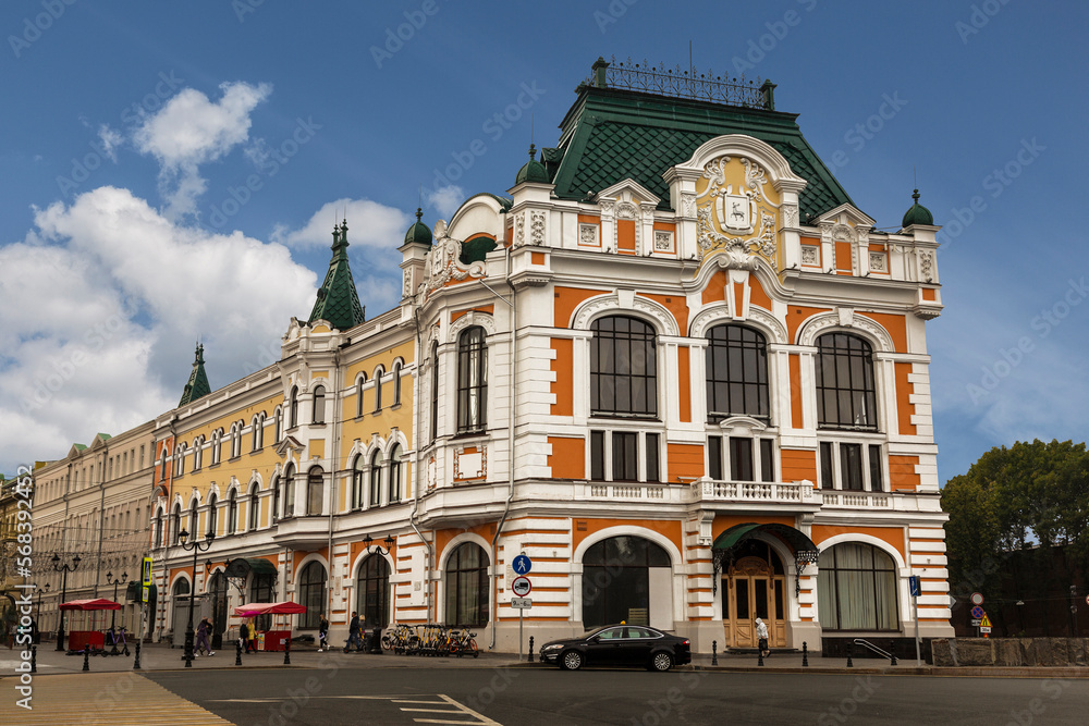 The building of the City Duma, later the Palace of Labor on Minin and Pozharsky Square in Nizhny Novgorod. Russia