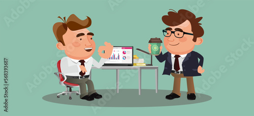 Business people or colleagues sitting together and drinking coffee or tea having nice chat
