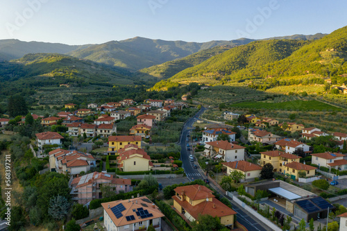 Drone photography of old italian mountain town