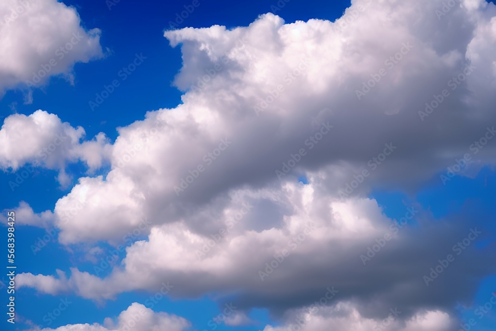 Naklejka premium Fluffy white and pink clouds - generative ai