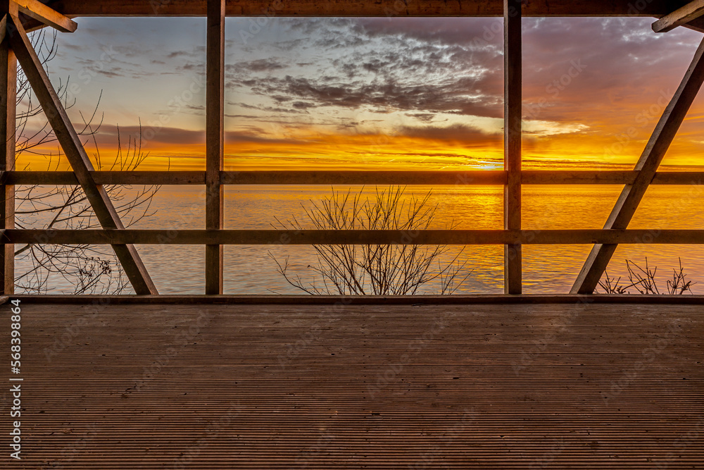 Fototapeta premium Morgenrot am Dümmer