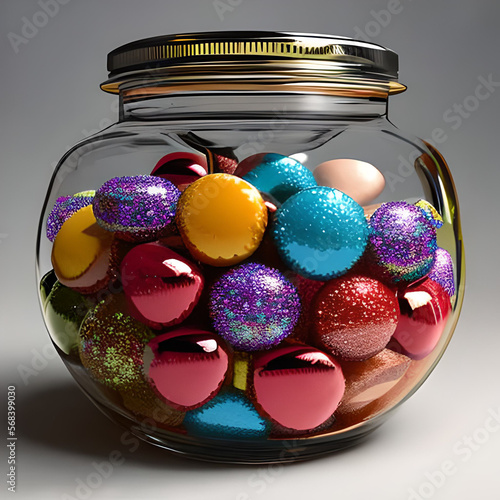 Candy jar created with Generative AI technology photo