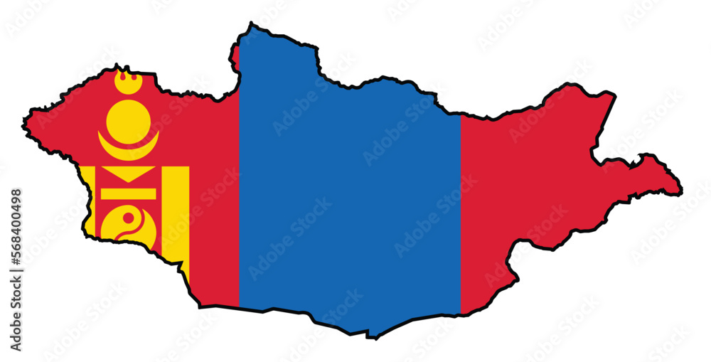 Obraz premium Mongolia FlagMap Outline Silhouette
