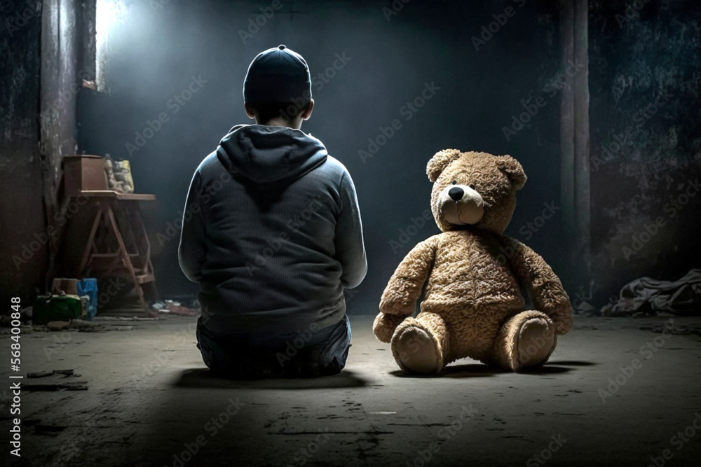 Boy with top teddy bear