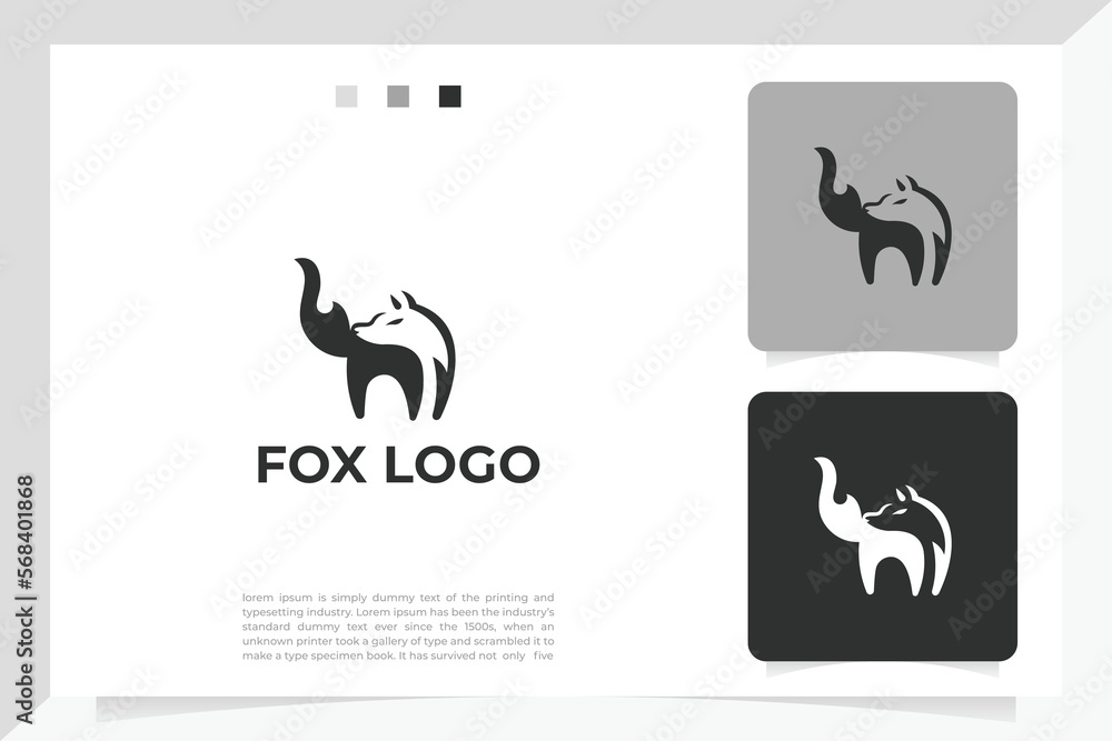 fox animal logo vector in black white style. suitable for businesses, animal buying and selling companies, and others. can also be used as a logo, brand, mascot, and tattoo
