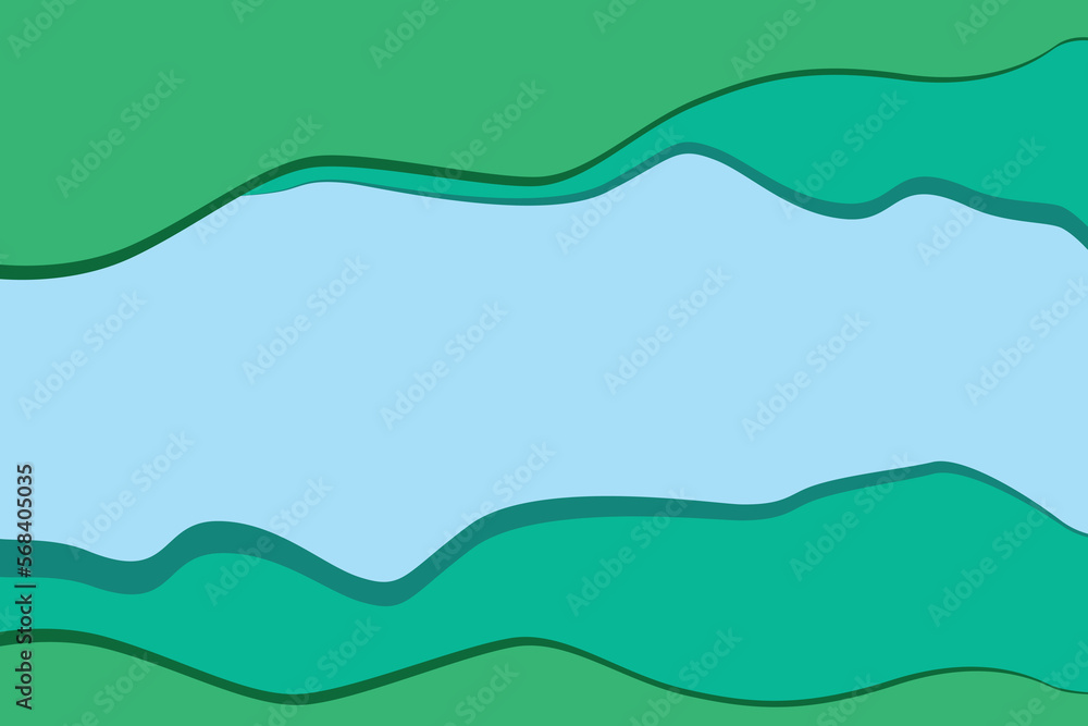Fototapeta premium geometric banner with wavy lines in green colors