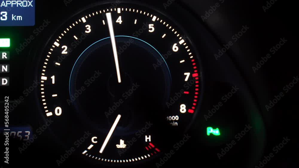 Beautiful Car Dashboard. Engine RPM increase Beautiful Car Dashboard. Engine RPM increase