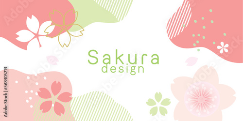 桜　おしゃれな春の背景イラスト