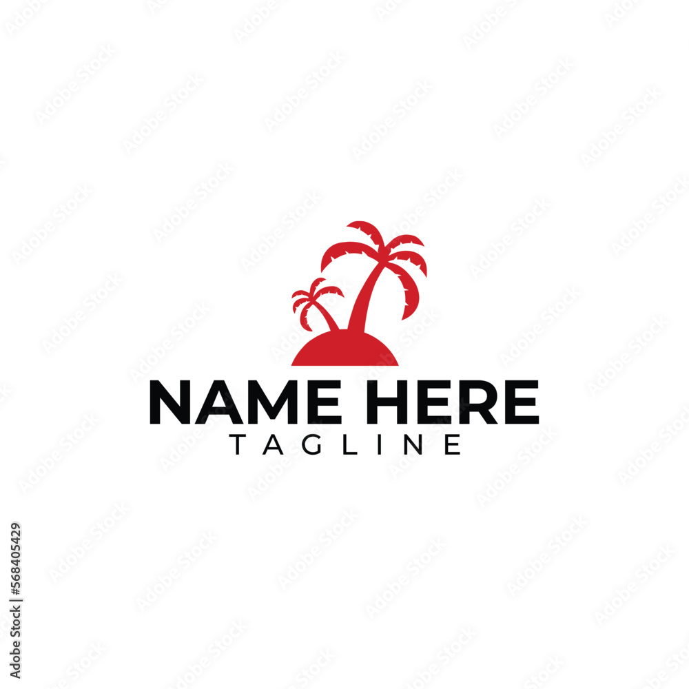 Palm Tree or Beach Logo Design Palm Tree or Beach Logo Design
