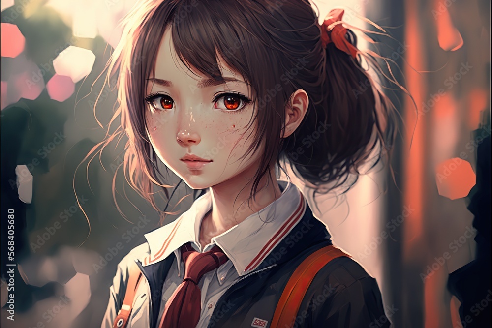Anime Girl: Tranquil Beauty Amidst Galaxy and Fireflies | AI Art Generator  | Easy-Peasy.AI