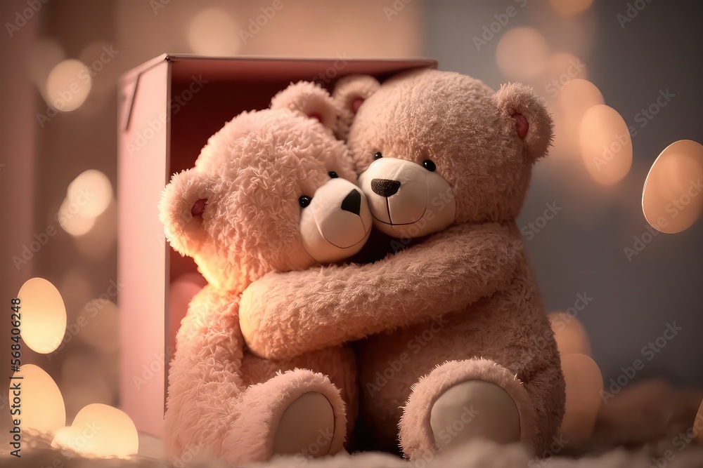Teddy Bears with heart, St. Valentine\'s day, romantic atmosphere  Stock-Illustration | Adobe Stock